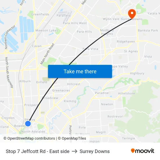 Stop 7 Jeffcott Rd - East side to Surrey Downs map