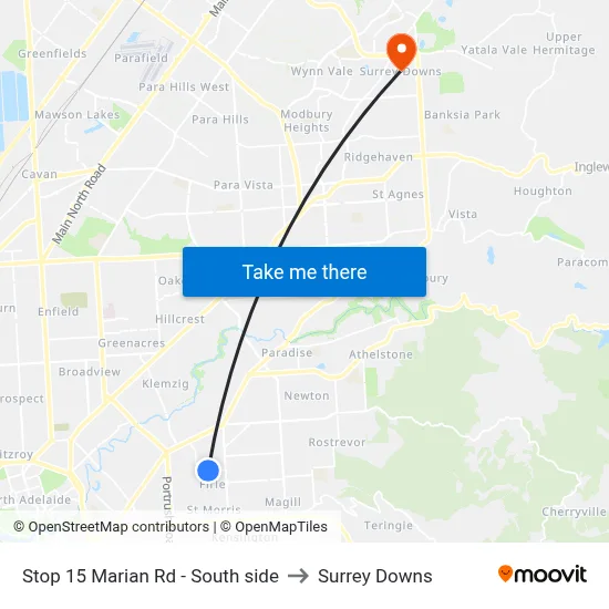 Stop 15 Marian Rd - South side to Surrey Downs map