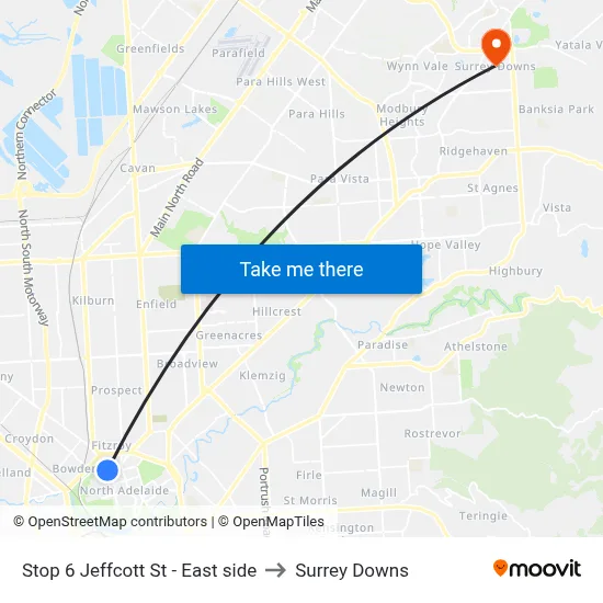 Stop 6 Jeffcott St - East side to Surrey Downs map