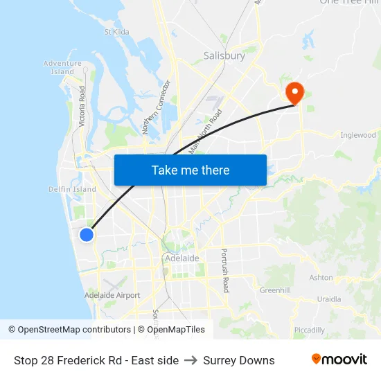 Stop 28 Frederick Rd - East side to Surrey Downs map