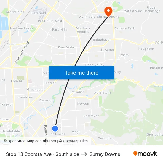 Stop 13 Coorara Ave - South side to Surrey Downs map