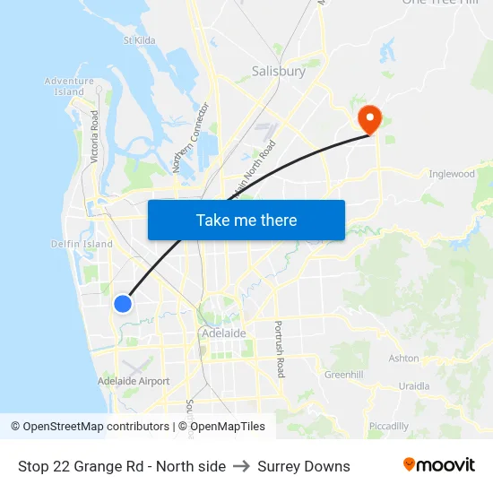 Stop 22 Grange Rd - North side to Surrey Downs map