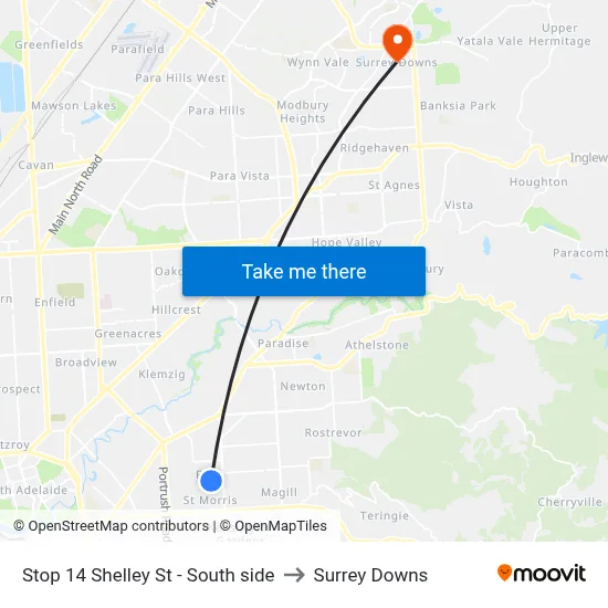 Stop 14 Shelley St - South side to Surrey Downs map