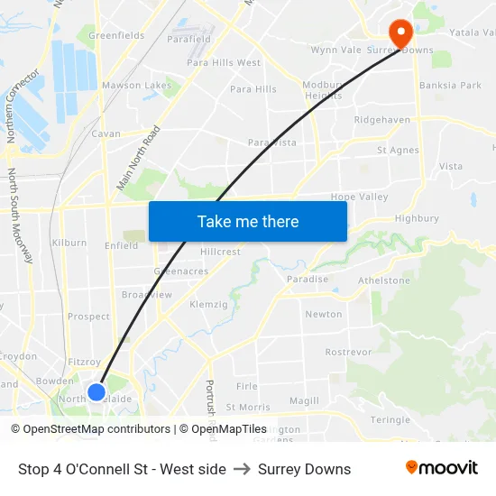 Stop 4 O'Connell St - West side to Surrey Downs map