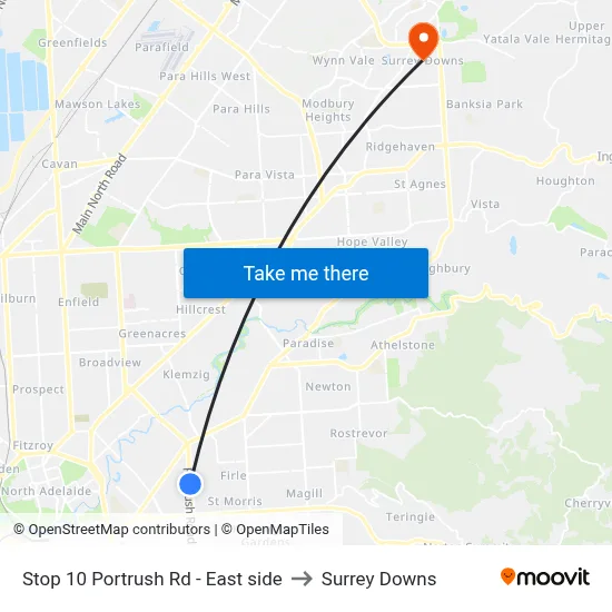 Stop 10 Portrush Rd - East side to Surrey Downs map
