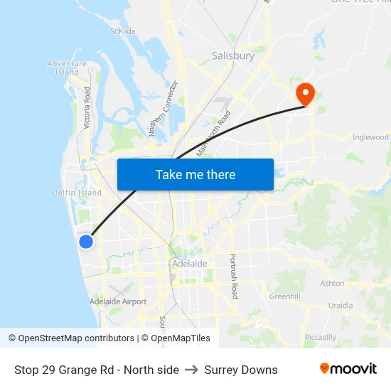 Stop 29 Grange Rd - North side to Surrey Downs map