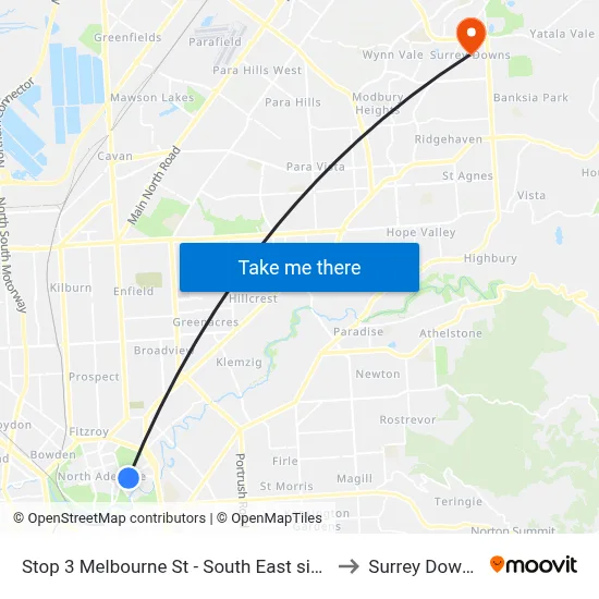 Stop 3 Melbourne St - South East side to Surrey Downs map