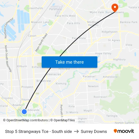 Stop 5 Strangways Tce - South side to Surrey Downs map