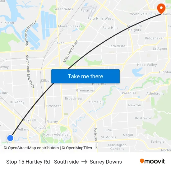 Stop 15 Hartley Rd - South side to Surrey Downs map