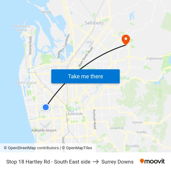 Stop 18 Hartley Rd - South East side to Surrey Downs map