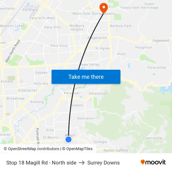 Stop 18 Magill Rd - North side to Surrey Downs map