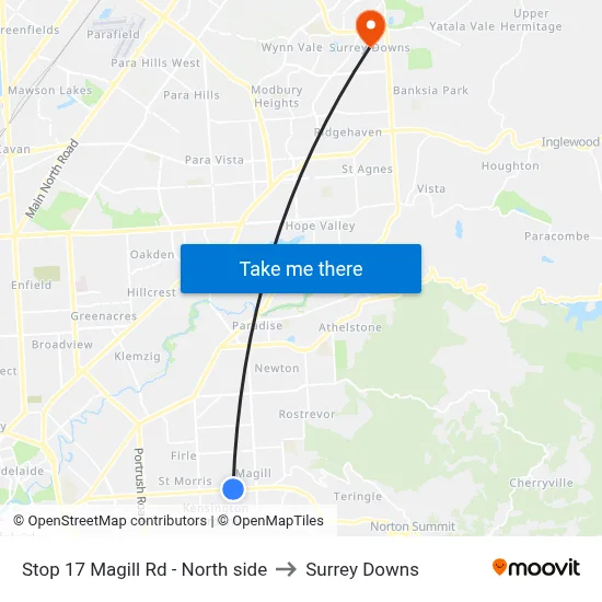 Stop 17 Magill Rd - North side to Surrey Downs map