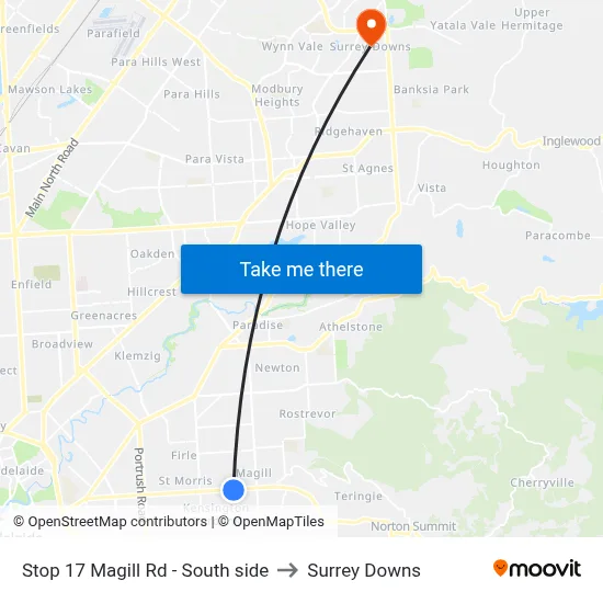 Stop 17 Magill Rd - South side to Surrey Downs map