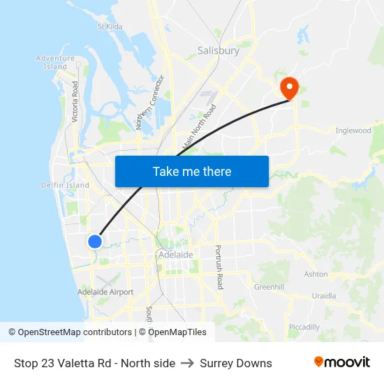 Stop 23 Valetta Rd - North side to Surrey Downs map
