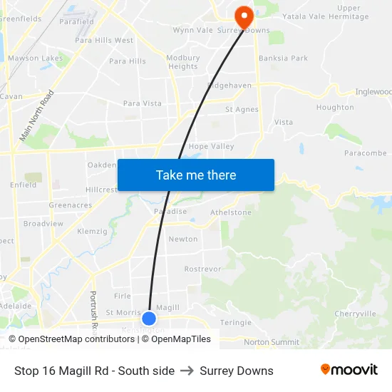Stop 16 Magill Rd - South side to Surrey Downs map