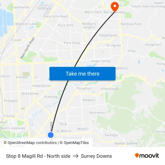 Stop 8 Magill Rd - North side to Surrey Downs map