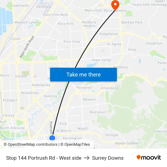 Stop 144 Portrush Rd - West side to Surrey Downs map