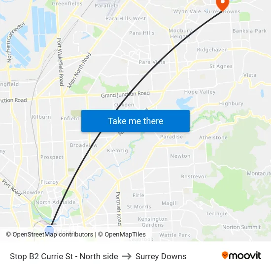 Stop B2 Currie St - North side to Surrey Downs map