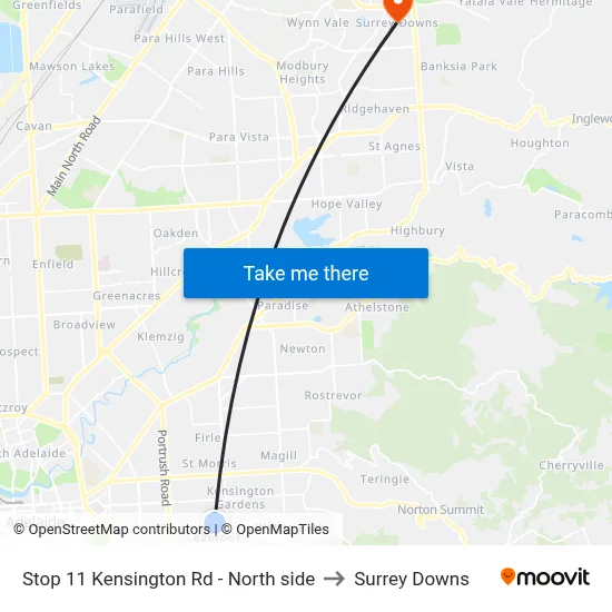 Stop 11 Kensington Rd - North side to Surrey Downs map