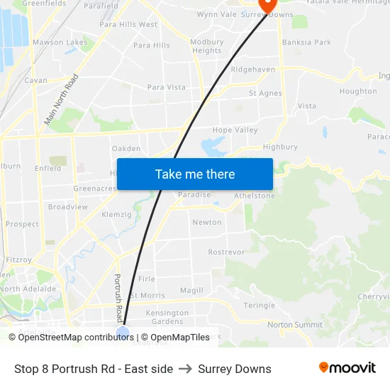 Stop 8 Portrush Rd - East side to Surrey Downs map
