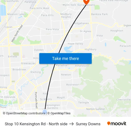 Stop 10 Kensington Rd - North side to Surrey Downs map