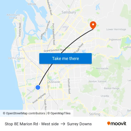Stop 8E Marion Rd - West side to Surrey Downs map
