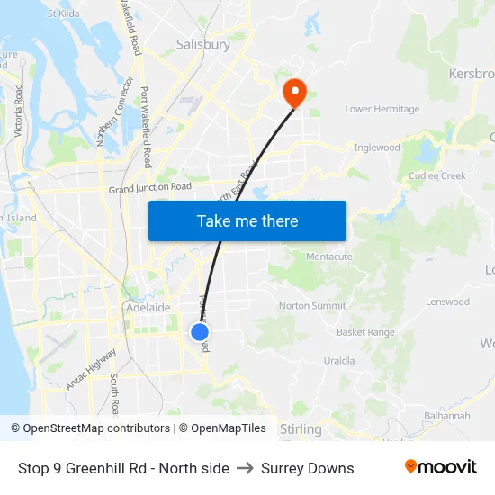 Stop 9 Greenhill Rd - North side to Surrey Downs map