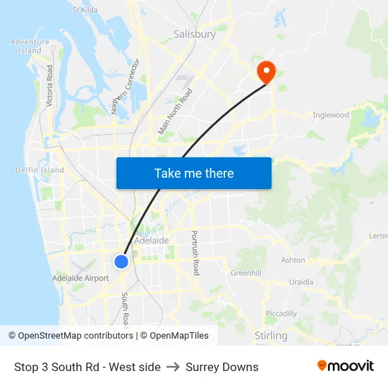 Stop 3 South Rd - West side to Surrey Downs map