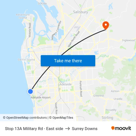 Stop 13A Military Rd - East side to Surrey Downs map