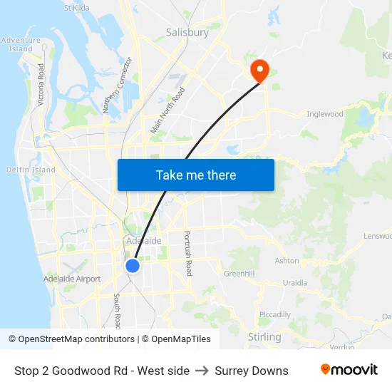 Stop 2 Goodwood Rd - West side to Surrey Downs map