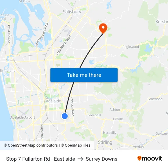 Stop 7 Fullarton Rd - East side to Surrey Downs map