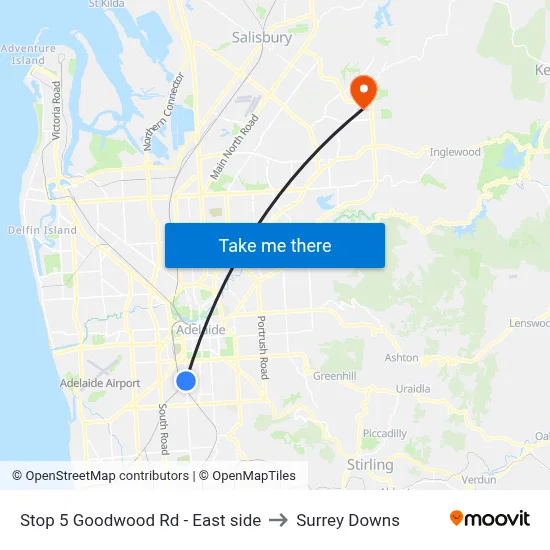Stop 5 Goodwood Rd - East side to Surrey Downs map