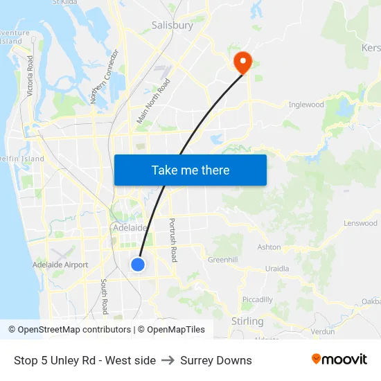 Stop 5 Unley Rd - West side to Surrey Downs map