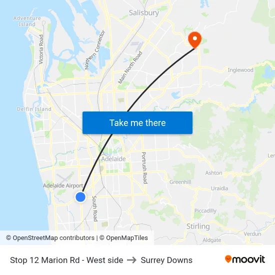 Stop 12 Marion Rd - West side to Surrey Downs map
