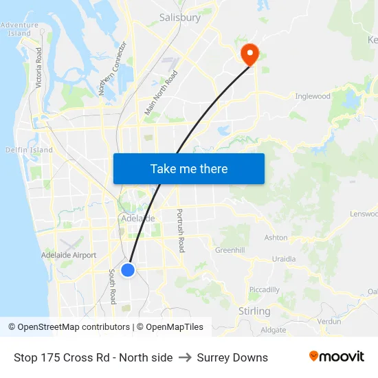 Stop 175 Cross Rd - North side to Surrey Downs map
