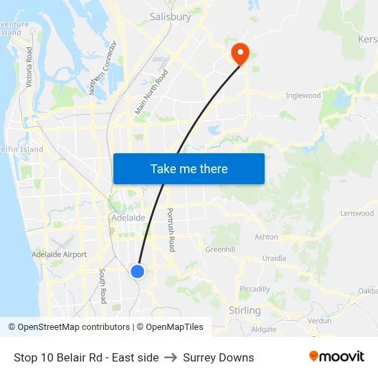 Stop 10 Belair Rd - East side to Surrey Downs map