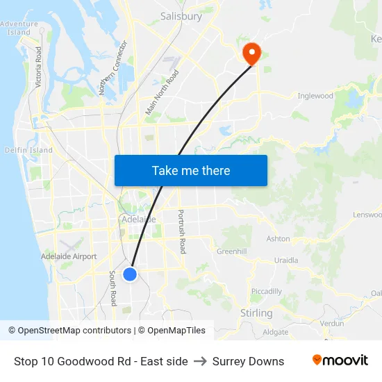 Stop 10 Goodwood Rd - East side to Surrey Downs map