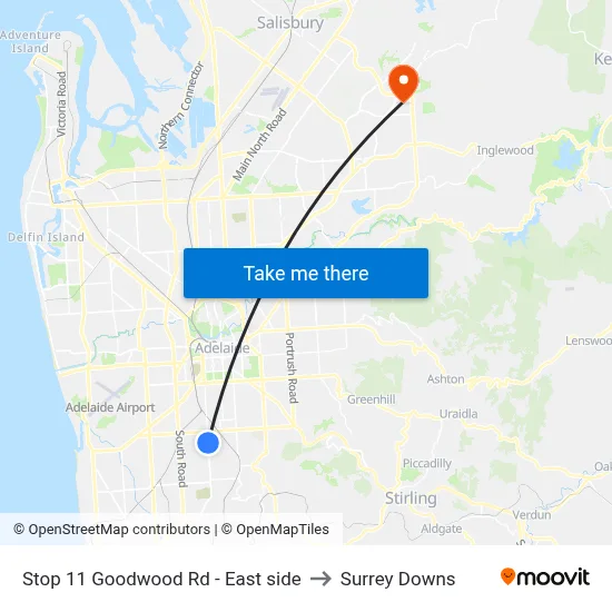 Stop 11 Goodwood Rd - East side to Surrey Downs map