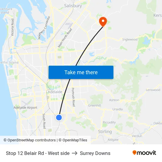 Stop 12 Belair Rd - West side to Surrey Downs map