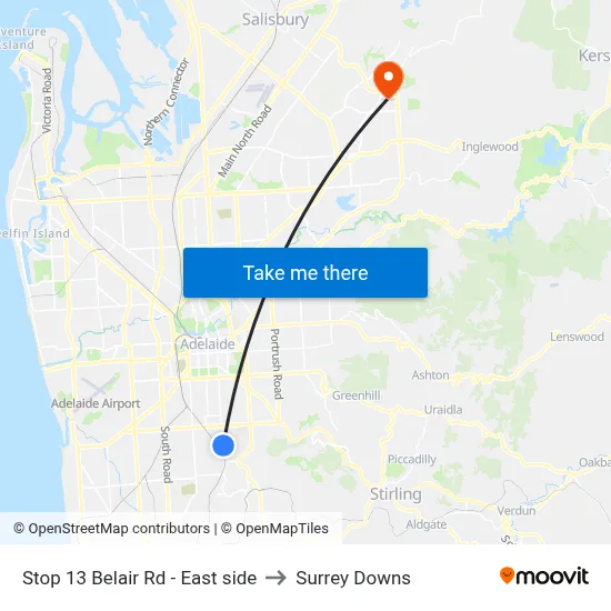 Stop 13 Belair Rd - East side to Surrey Downs map