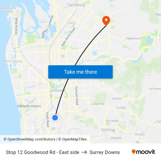 Stop 12 Goodwood Rd - East side to Surrey Downs map