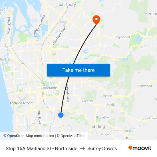 Stop 16A Maitland St - North side to Surrey Downs map