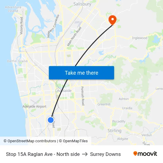 Stop 15A Raglan Ave - North side to Surrey Downs map