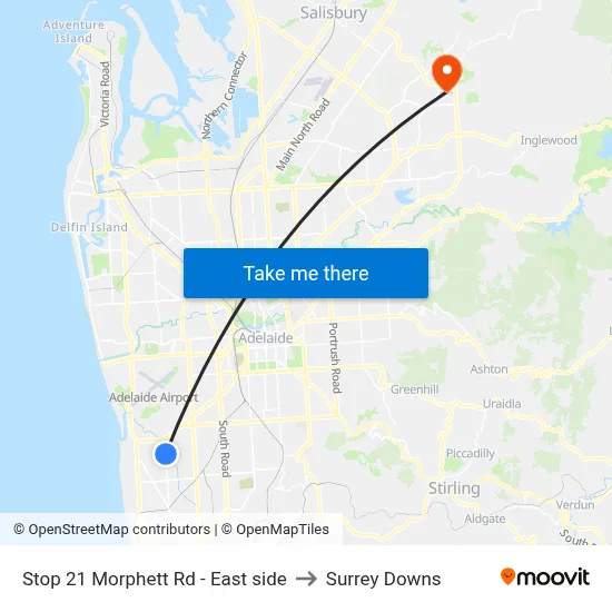 Stop 21 Morphett Rd - East side to Surrey Downs map