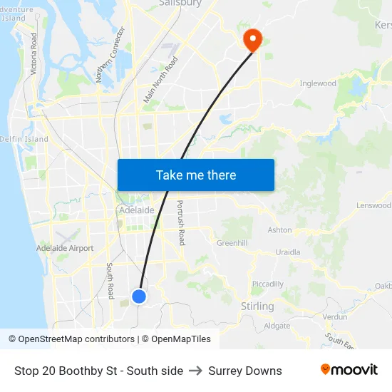 Stop 20 Boothby St - South side to Surrey Downs map