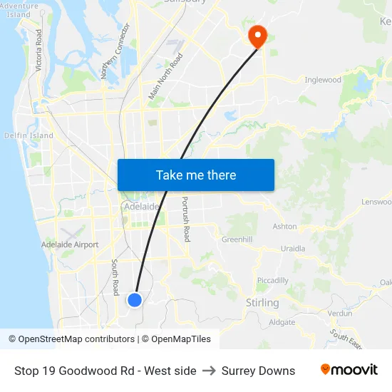 Stop 19 Goodwood Rd - West side to Surrey Downs map