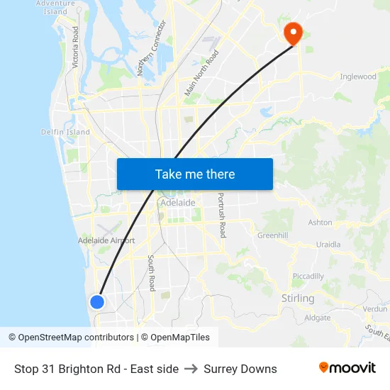 Stop 31 Brighton Rd - East side to Surrey Downs map