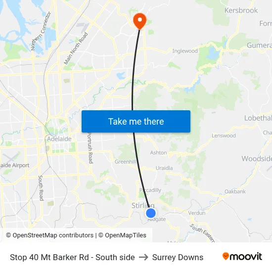 Stop 40 Mt Barker Rd - South side to Surrey Downs map