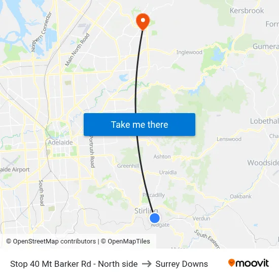 Stop 40 Mt Barker Rd - North side to Surrey Downs map