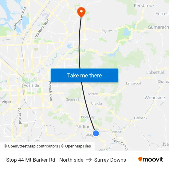 Stop 44 Mt Barker Rd - North side to Surrey Downs map